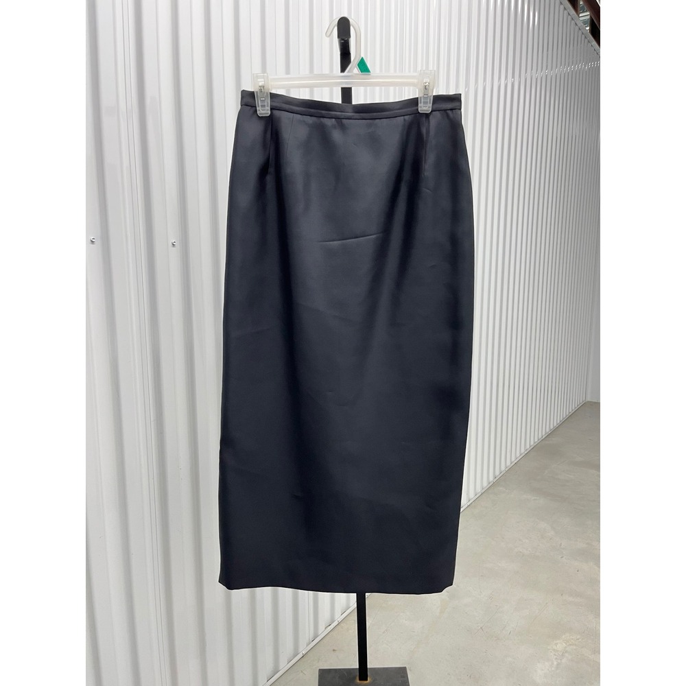 Talbots Pure Silk Black Maxi Skirt Size 10 Formal Evening Column Long Lined